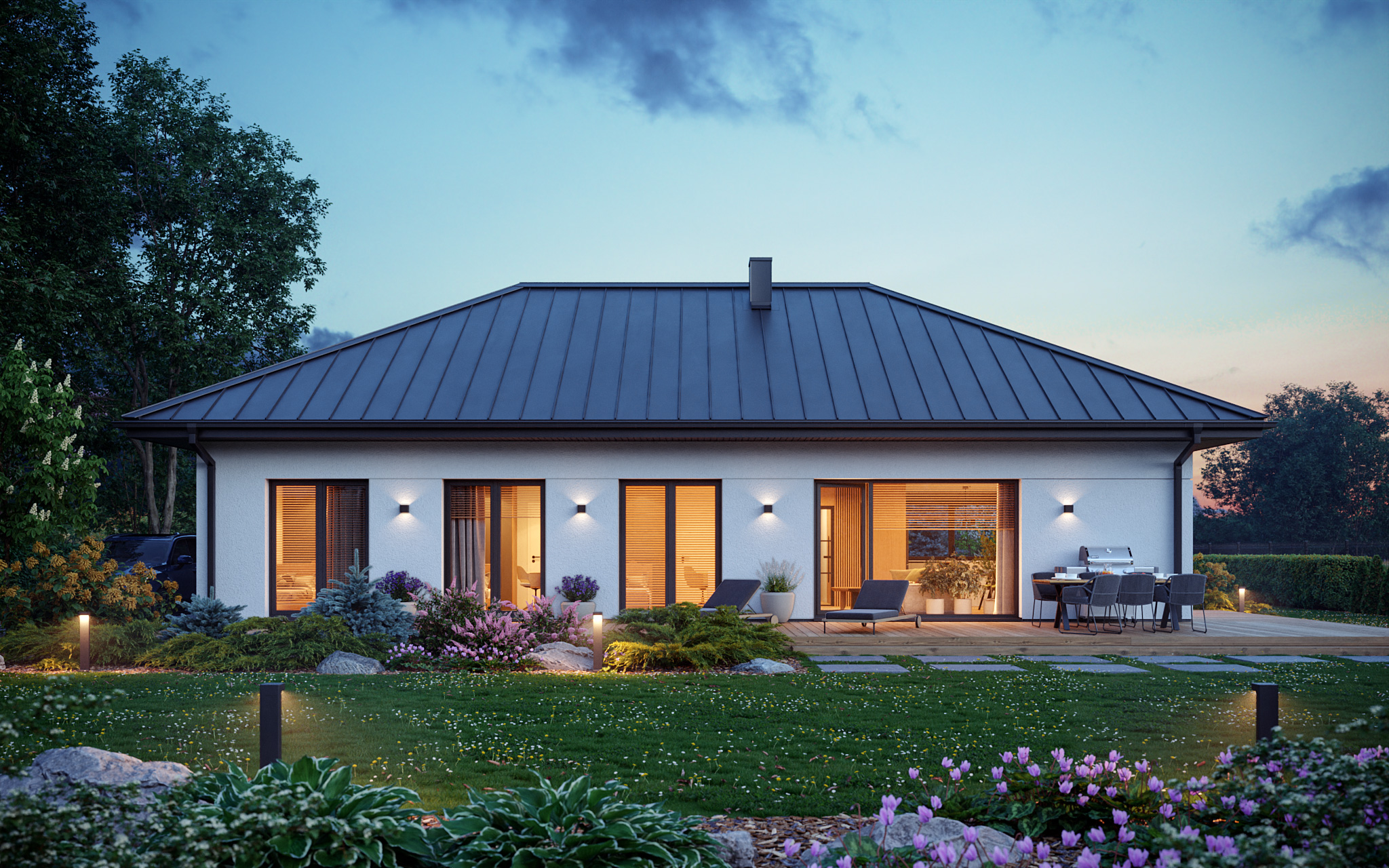 Projekt gotowy Bergen 130 - parterowy dom o powierzchni 130,40 m², z dachem w stylu "kopertowy"