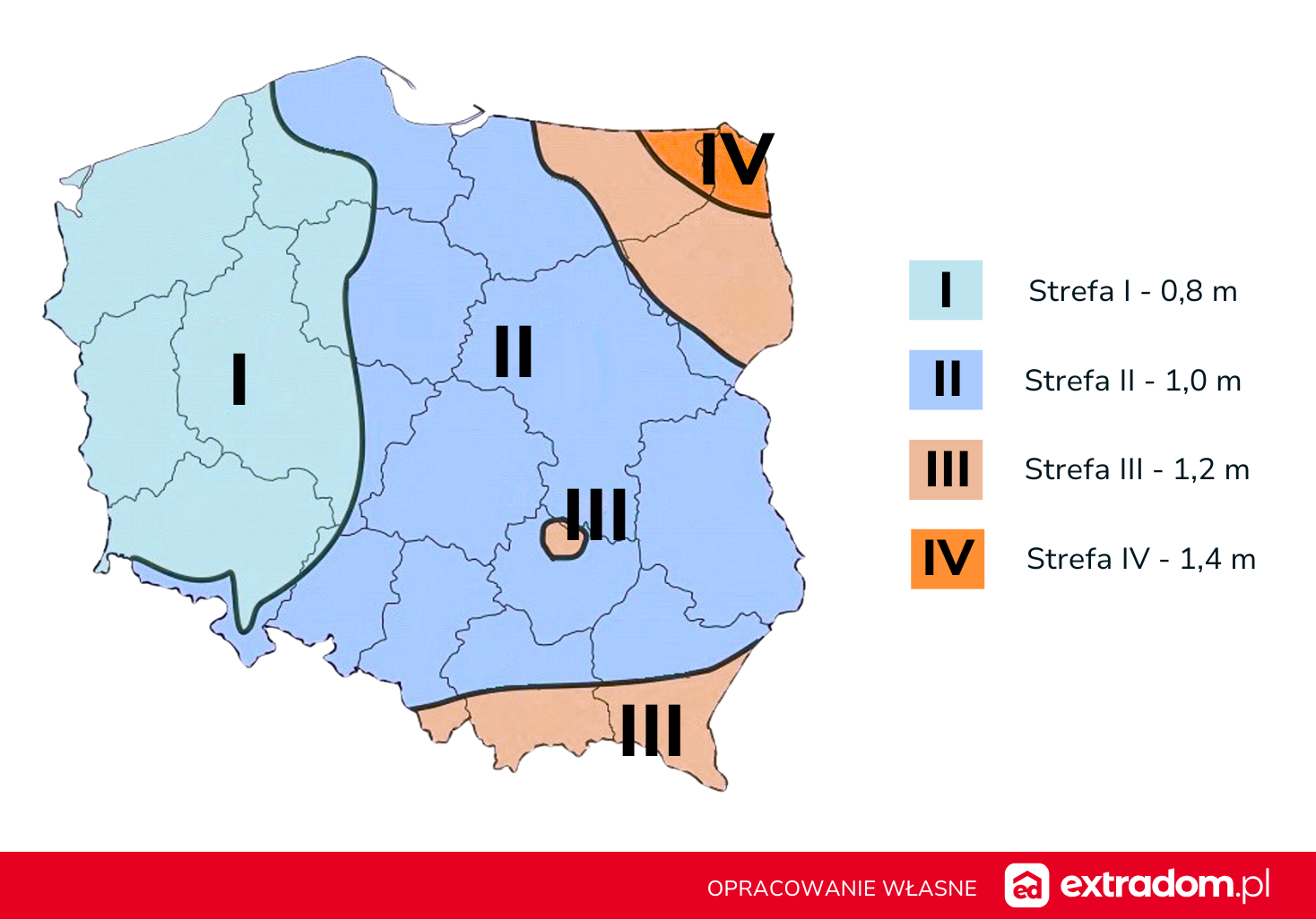 strefy przemarzania gruntu mapa polska