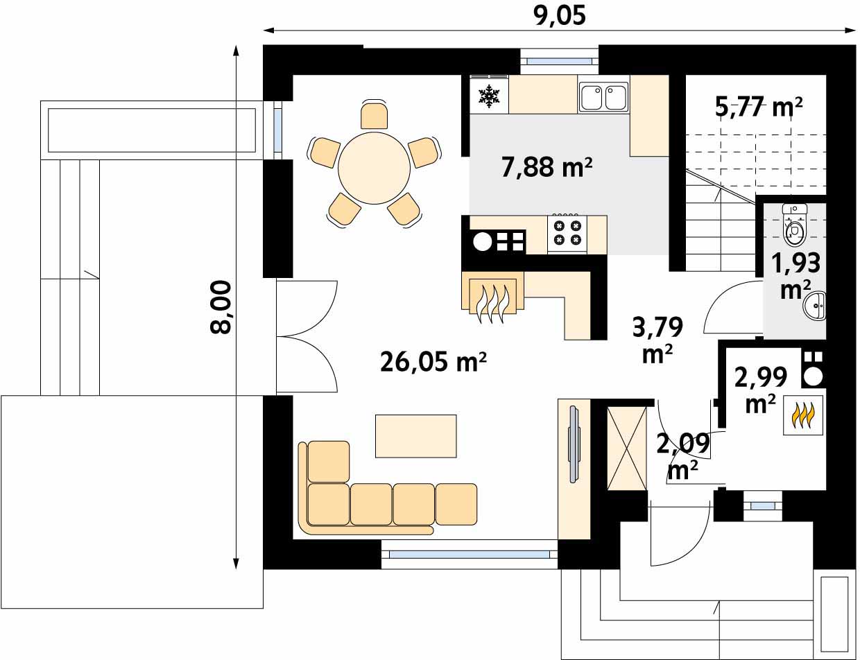 Projekt Domu Jagoda 87,05 M² - Koszt Budowy - EXTRADOM