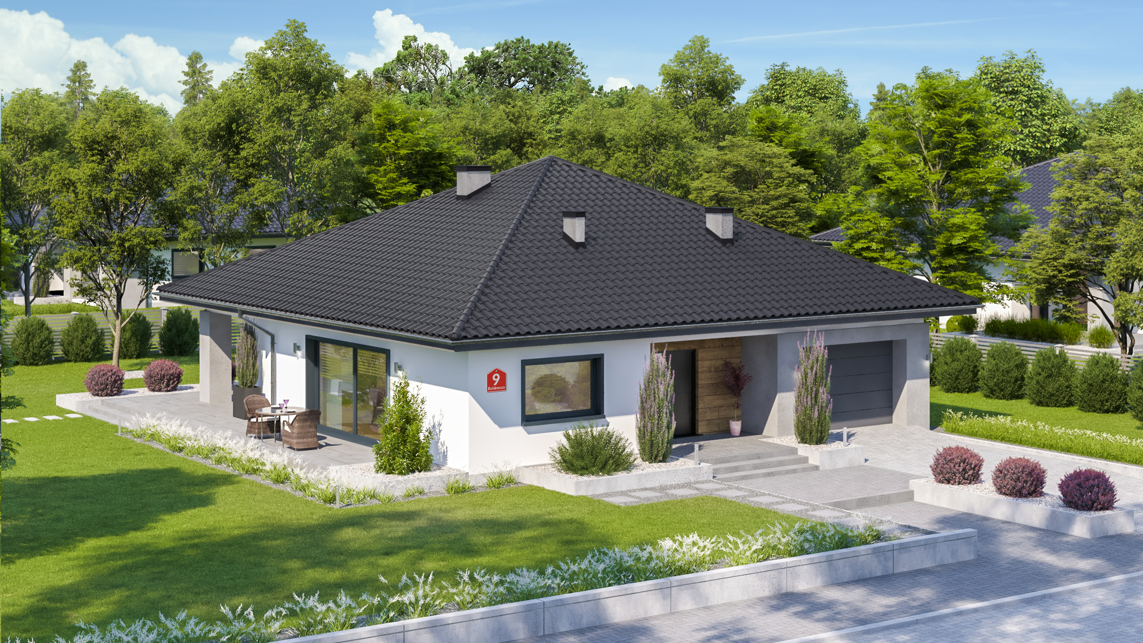 Projekty domów parterowych z garażem - Extradom