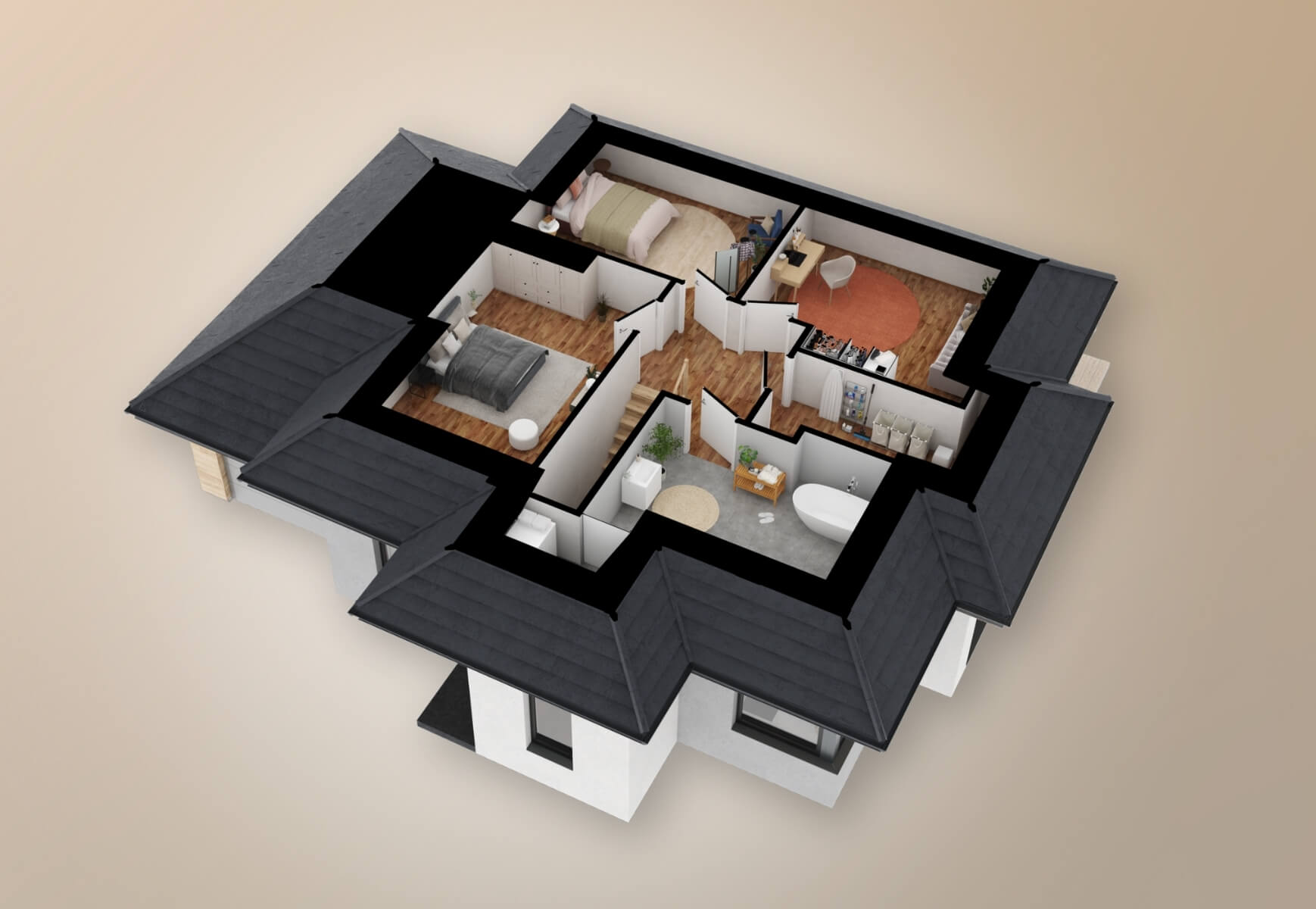 Dom murowany Diament z wiatą garażową - HDD1000