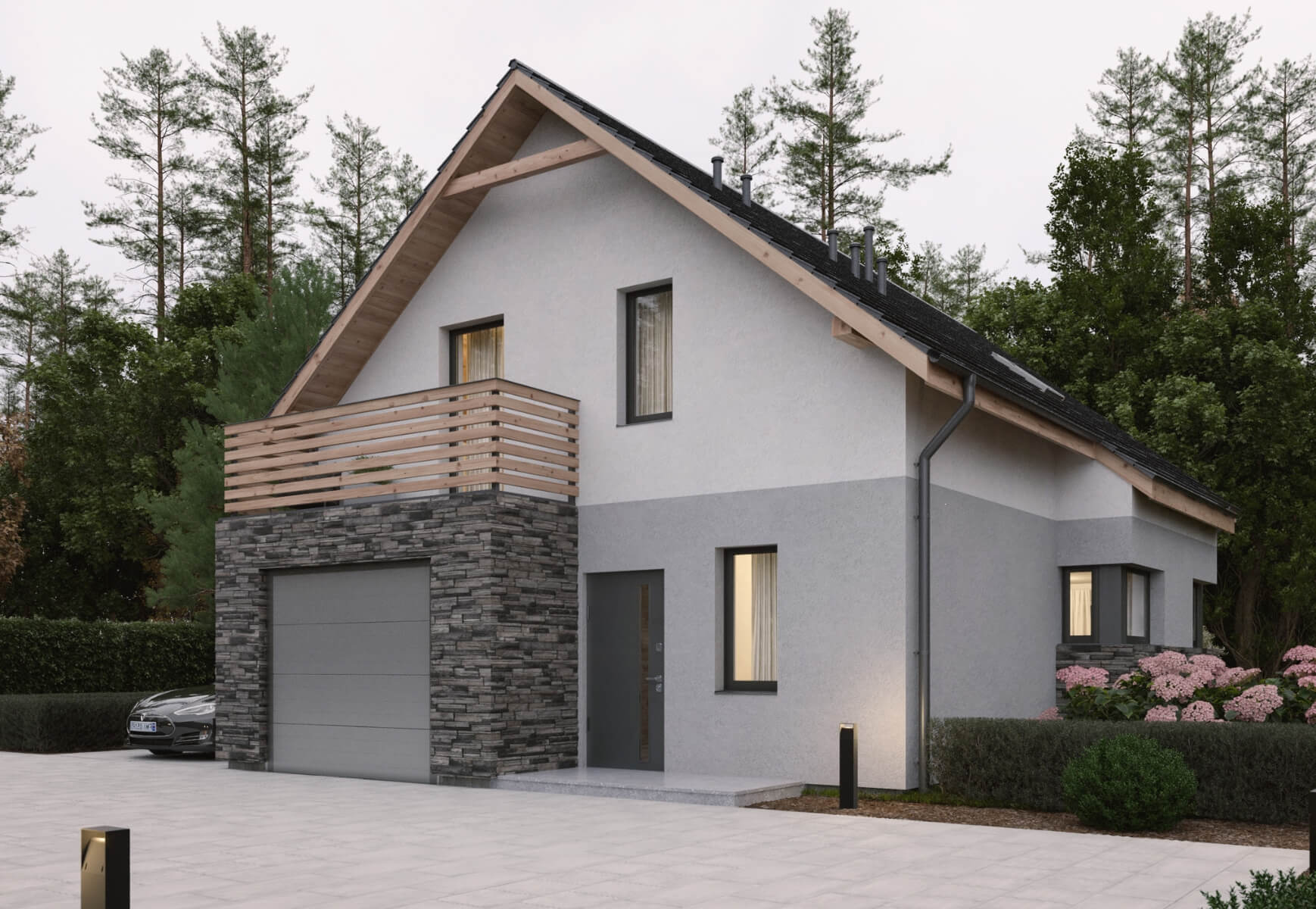 Dom murowany Ametyst z garażem - HDD1005