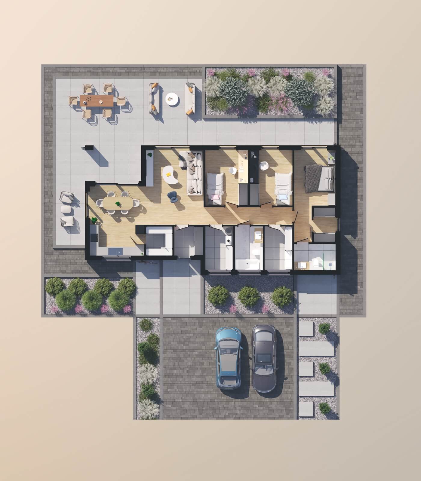 Dom prefabrykowany P.13 z dachem kopertowym bez garażu - HPK1024