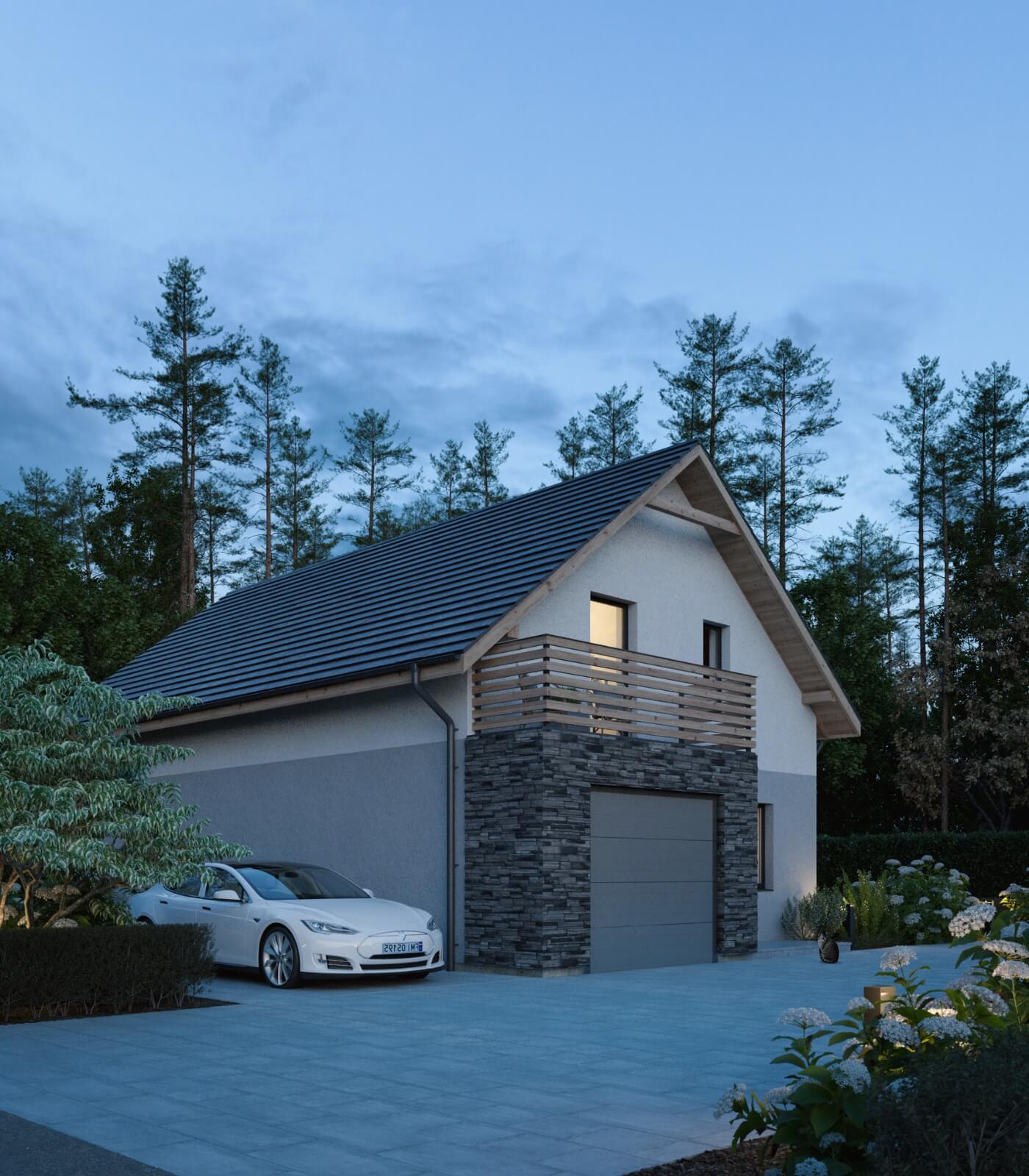 Dom murowany Ametyst z garażem - HDD1005