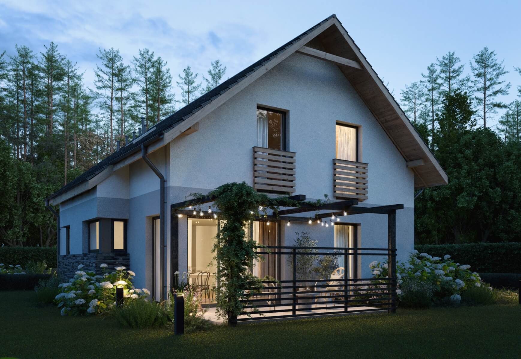 Dom murowany Ametyst z garażem - HDD1005