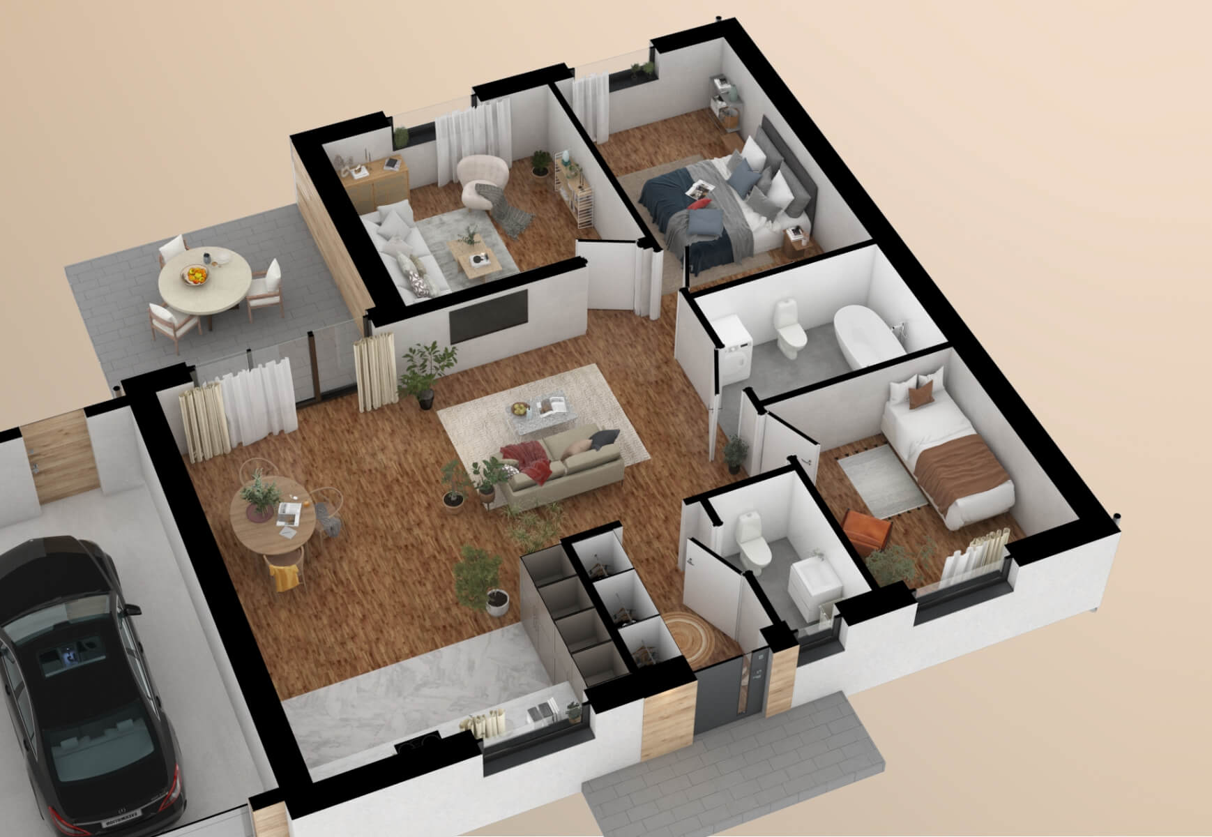 Dom murowany Szmaragd z wiatą garażową - HDD1004