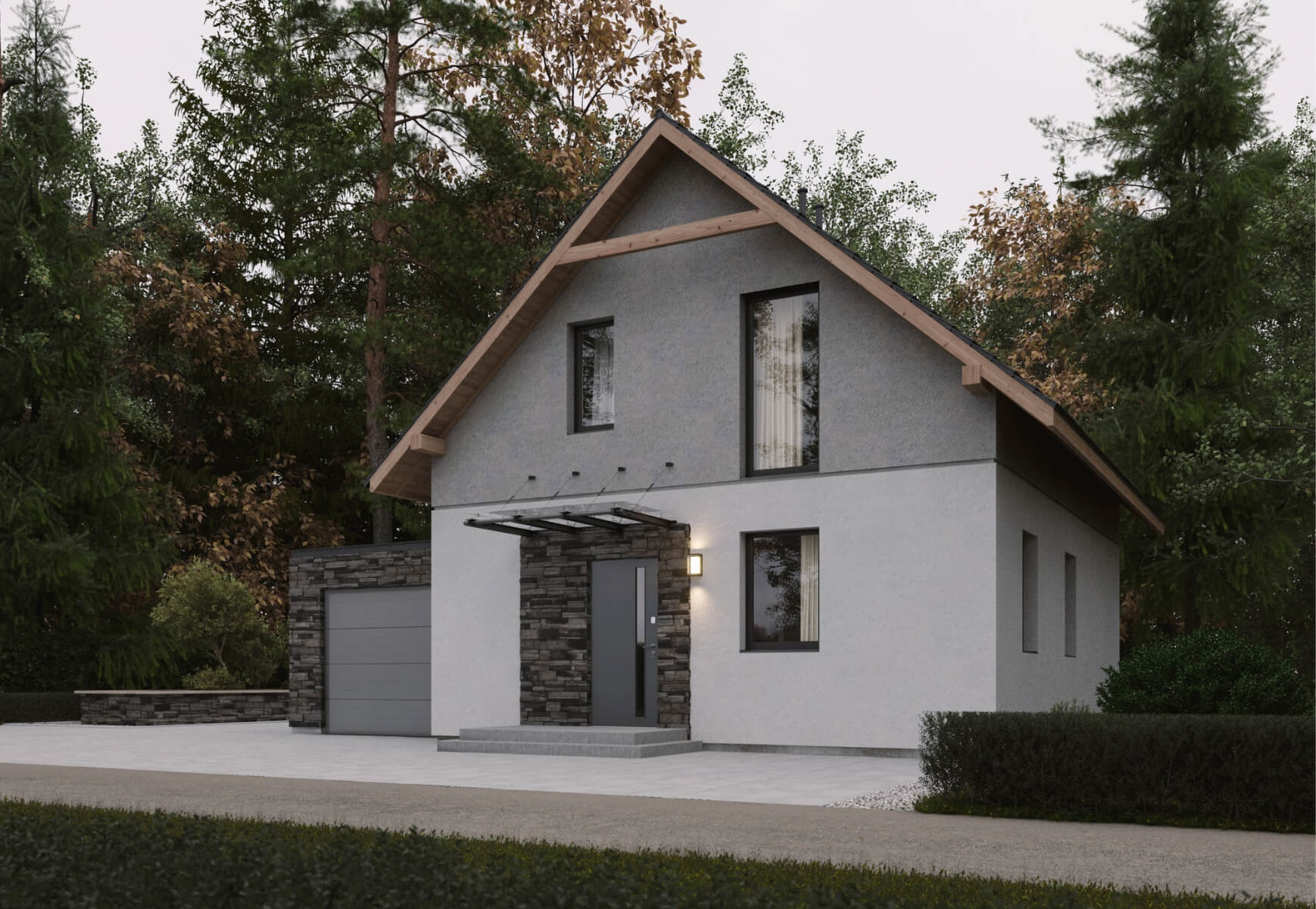 Dom murowany Rubin z wiatą garażową - HDD1002