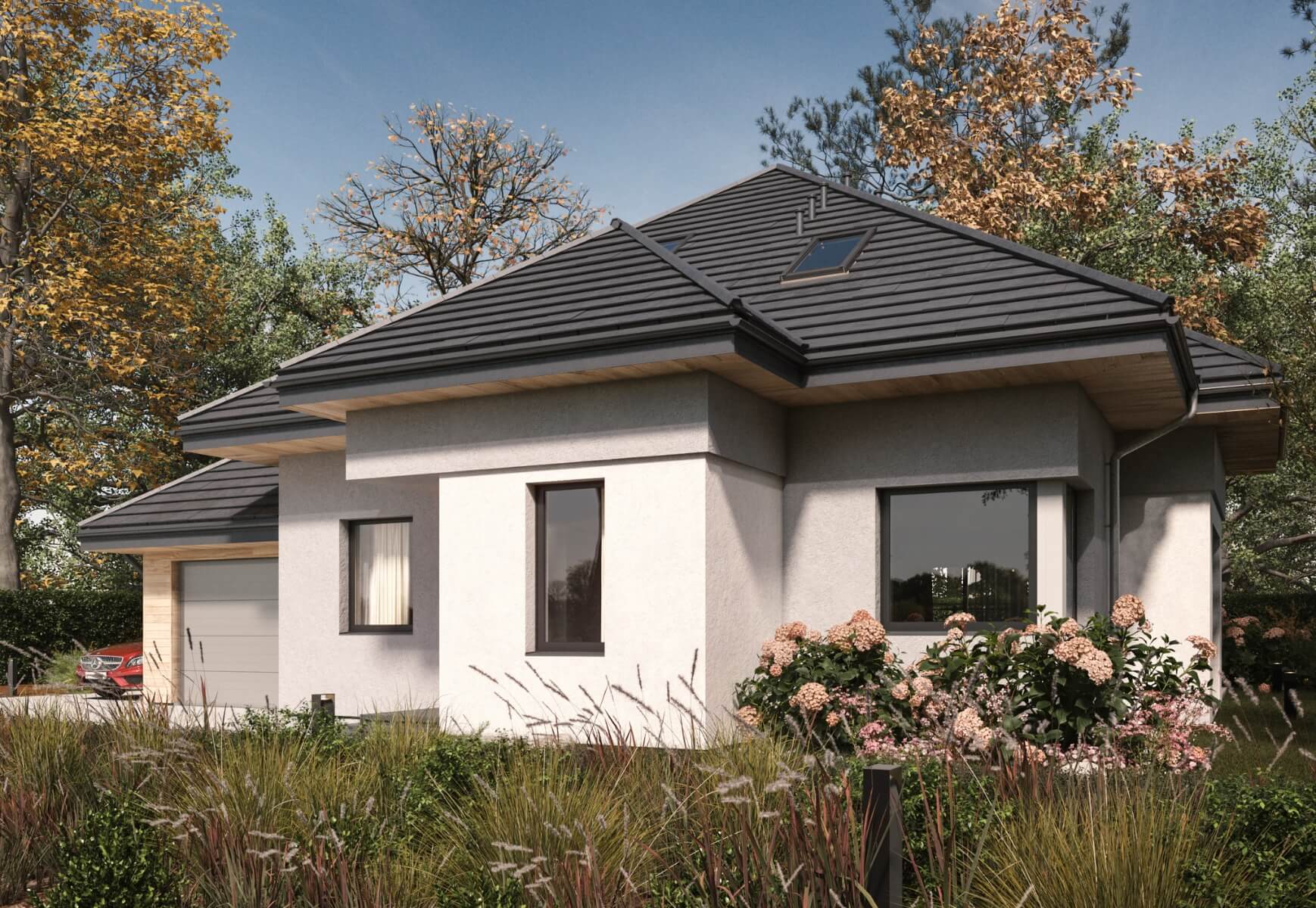 Dom murowany Diament z wiatą garażową - HDD1000