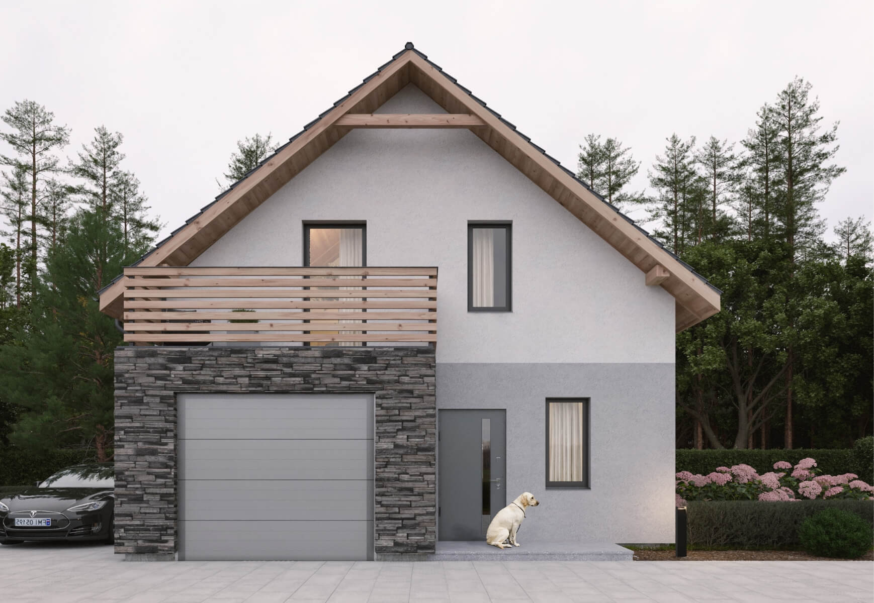 Dom murowany Ametyst z garażem - HDD1005