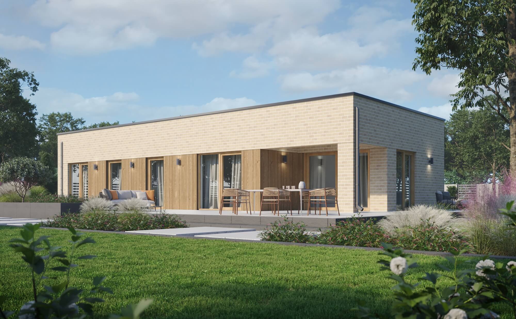 Dom prefabrykowany P.13 z dachem płaskim bez garażu - HPK1022