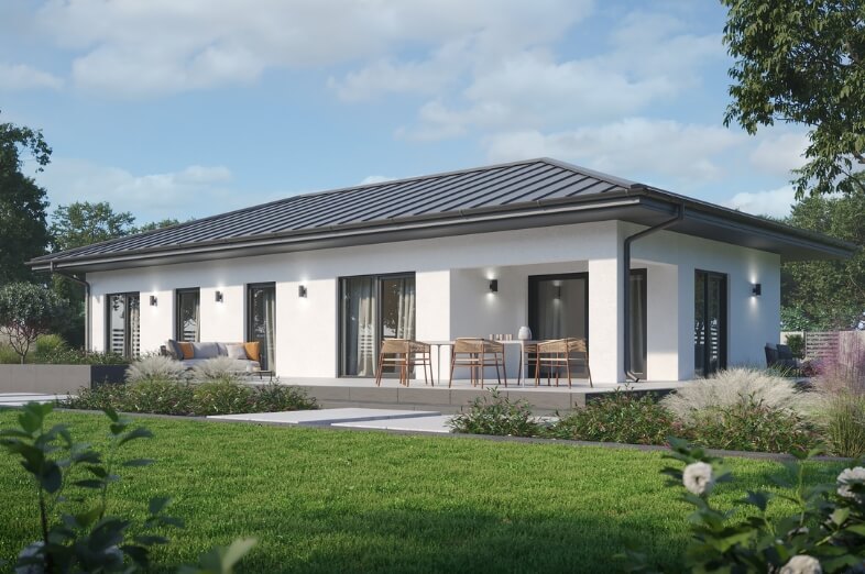 Dom prefabrykowany P.13 z dachem kopertowym bez garażu - HPK1024