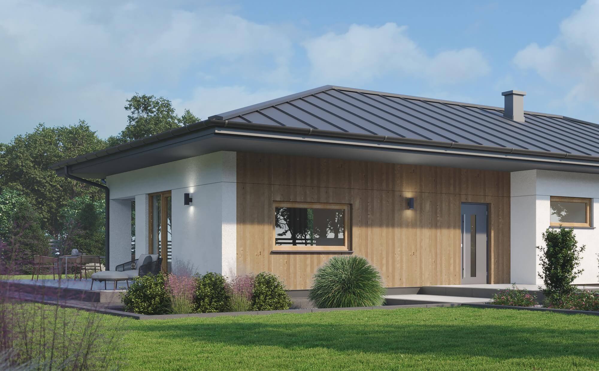 Dom prefabrykowany P.13 z dachem kopertowym bez garażu - HPK1024