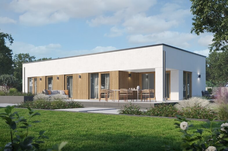 Dom prefabrykowany P.13 z dachem kopertowym bez garażu - HPK1024