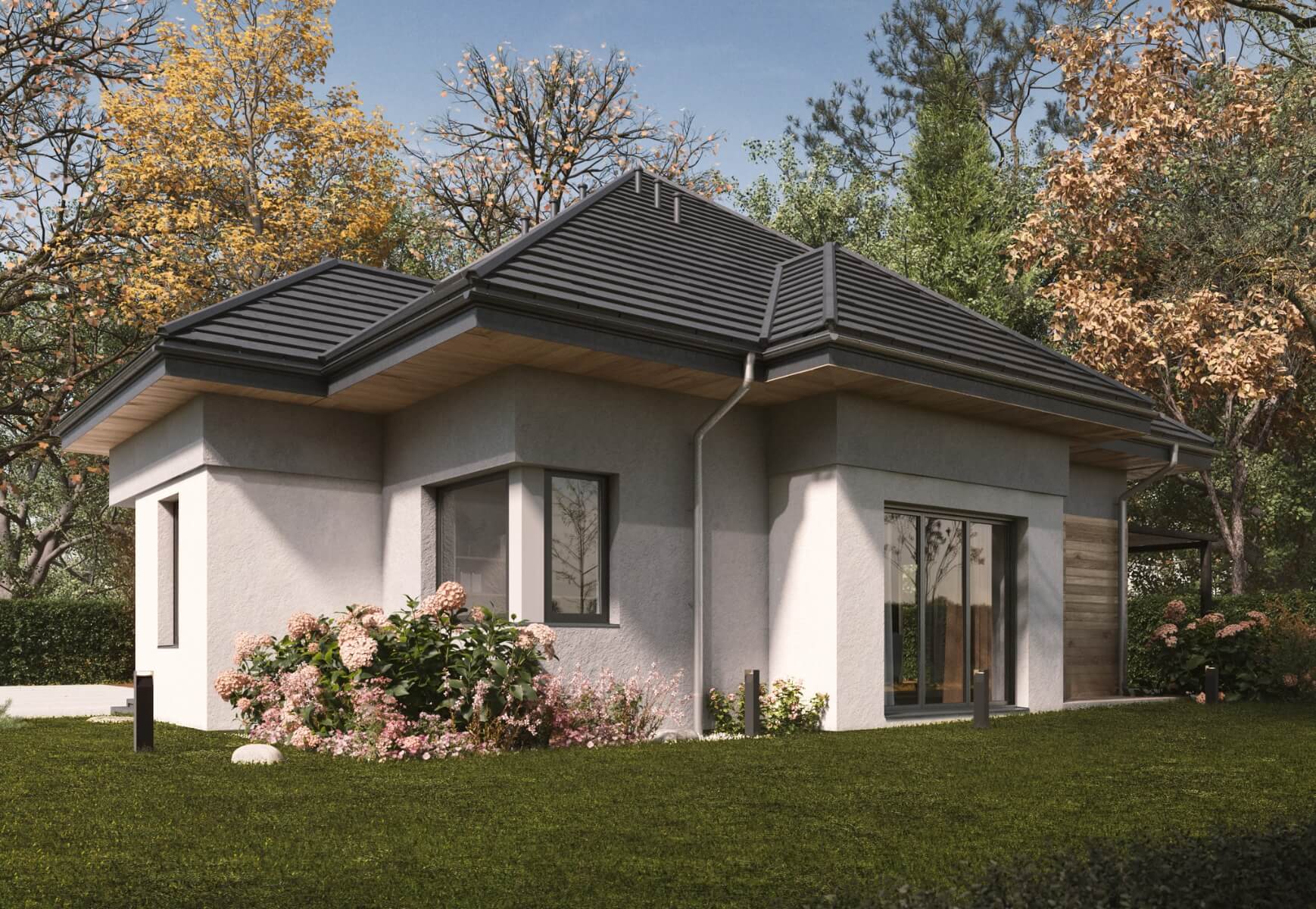 Dom murowany Diament z wiatą garażową - HDD1000