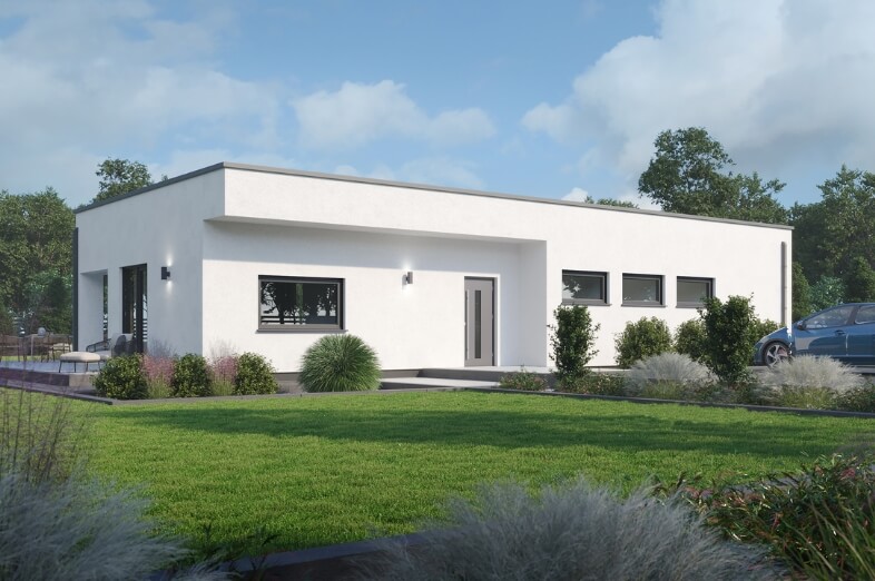 Dom prefabrykowany P.13 z dachem płaskim z garażem - HPK1023