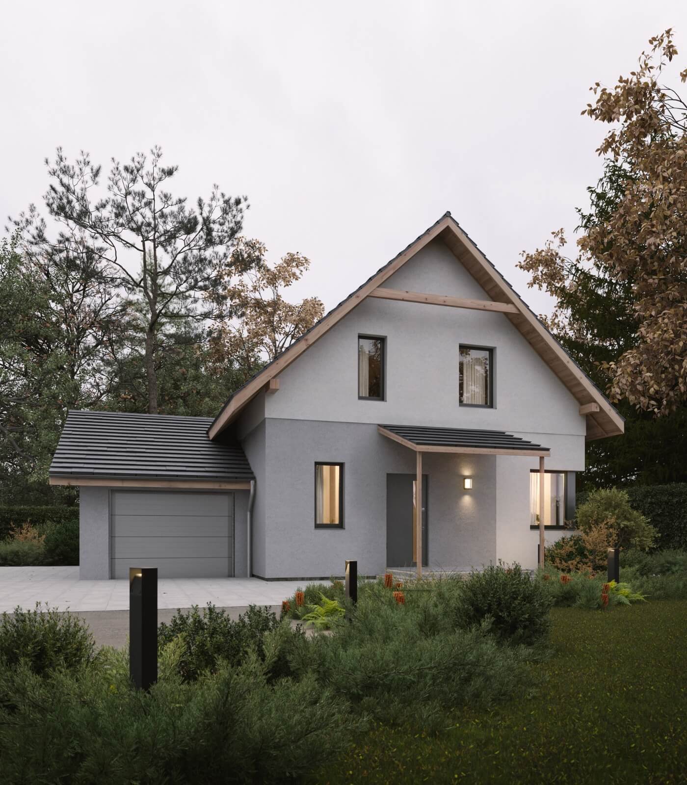 Dom murowany Szafir z wiatą garażową - HDD1003