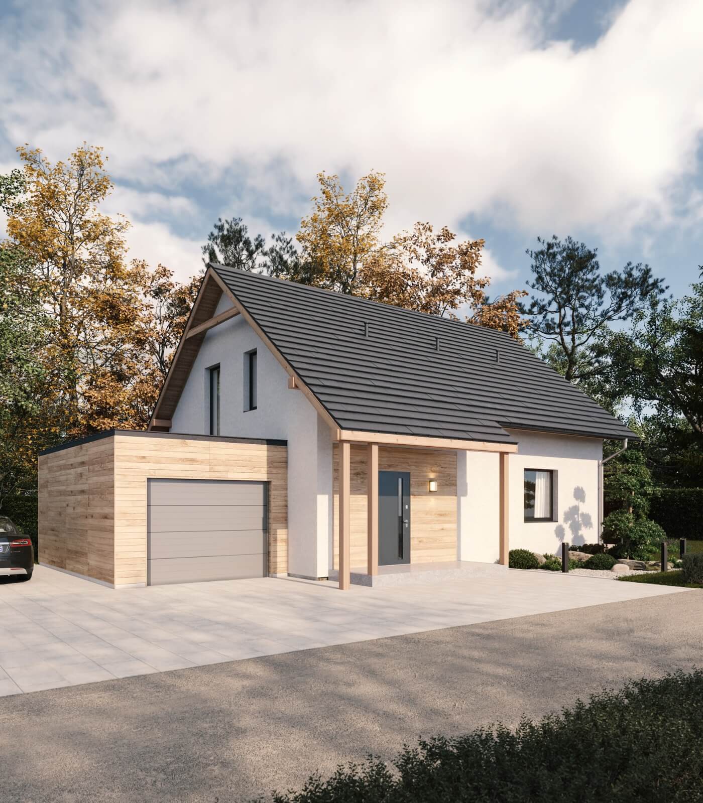 Dom murowany Perła z wiatą garażową - HDD1001