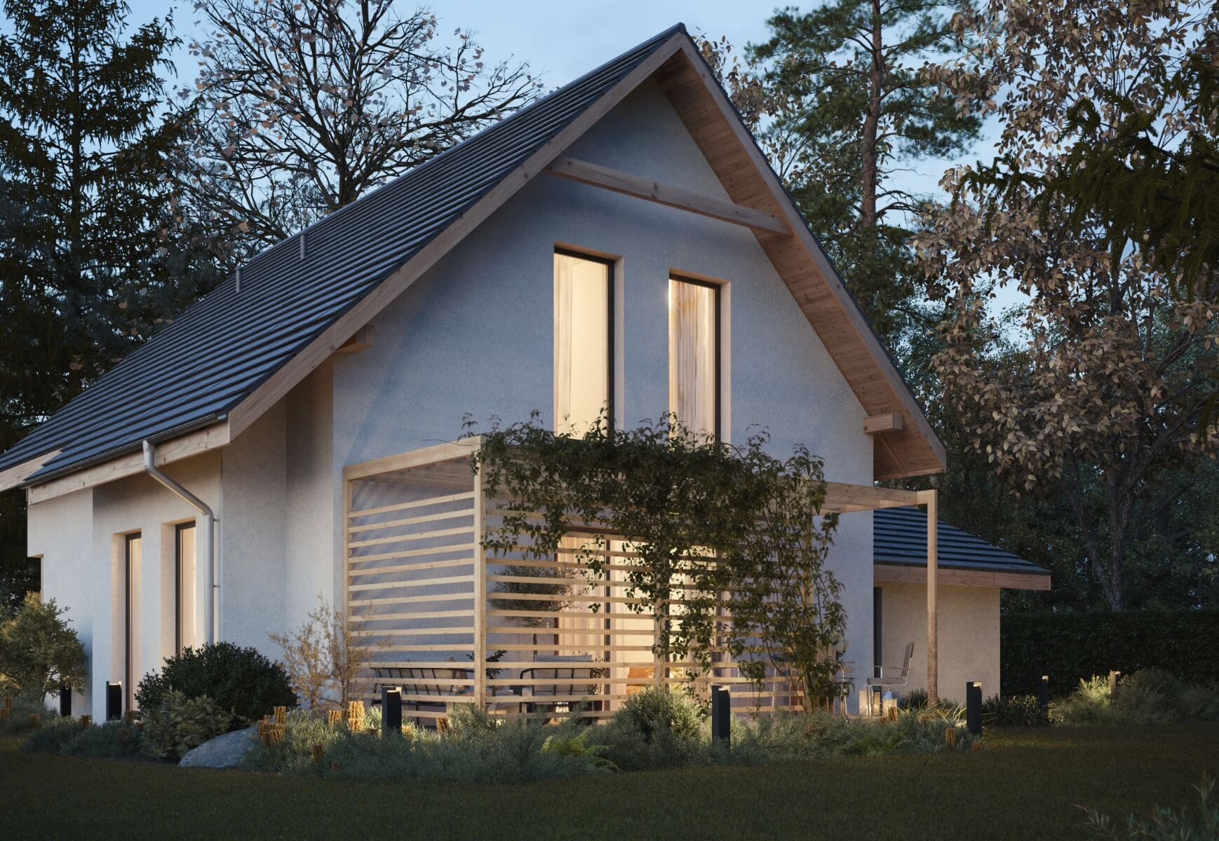 Dom murowany Szafir z wiatą garażową - HDD1003