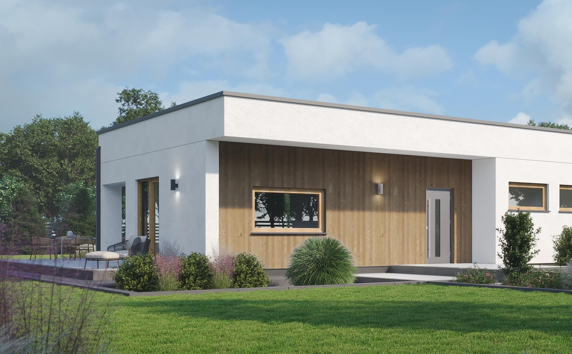 Dom prefabrykowany P.13 z dachem płaskim bez garażu - HPK1022