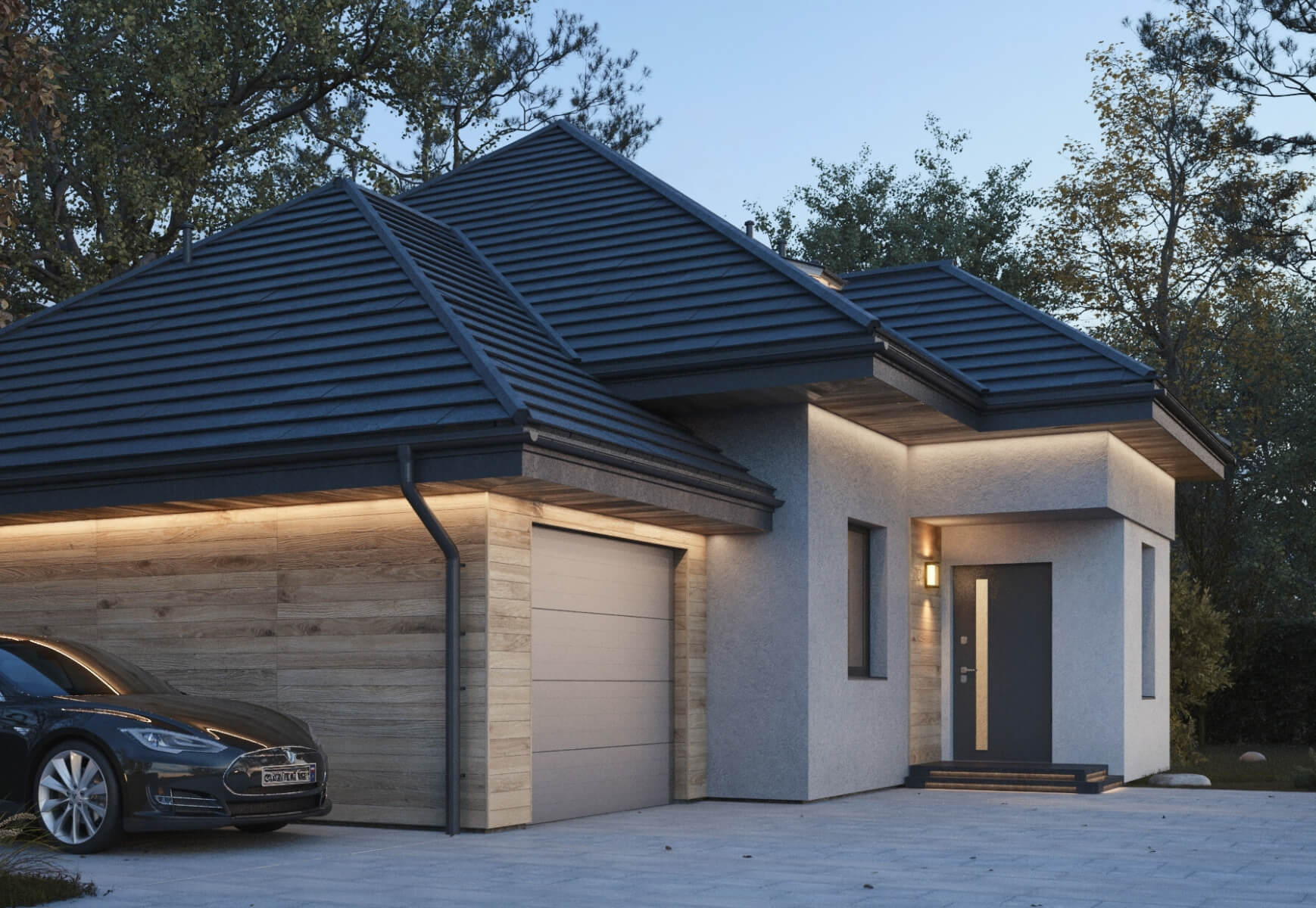 Dom murowany Diament z wiatą garażową - HDD1000