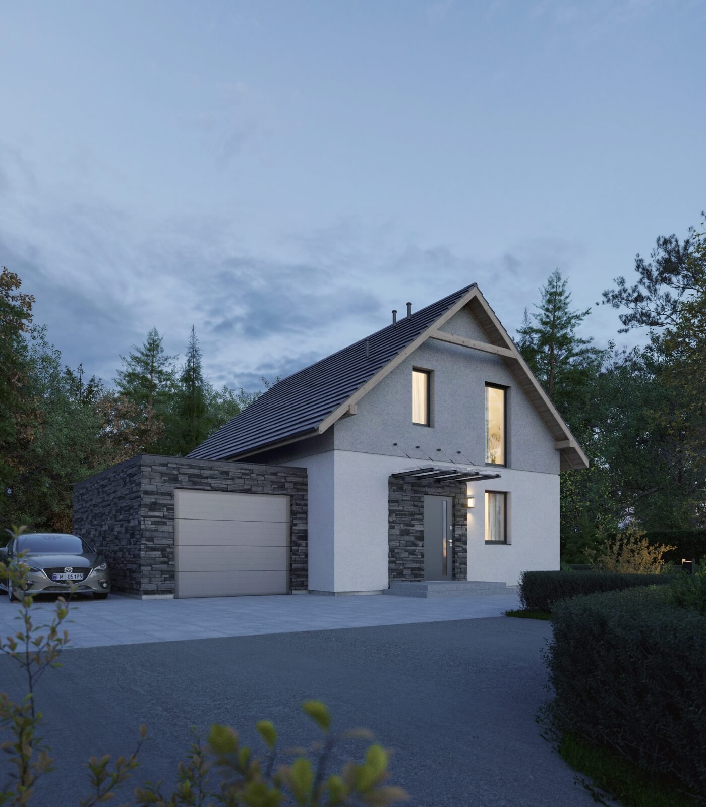 Dom murowany Rubin z wiatą garażową - HDD1002