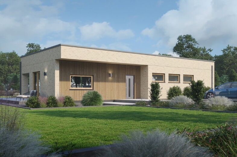 Dom prefabrykowany P.13 z dachem płaskim bez garażu - HPK1022