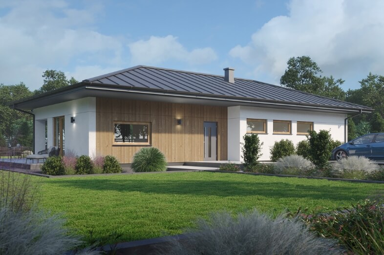 Dom prefabrykowany P.13 z dachem płaskim bez garażu - HPK1022