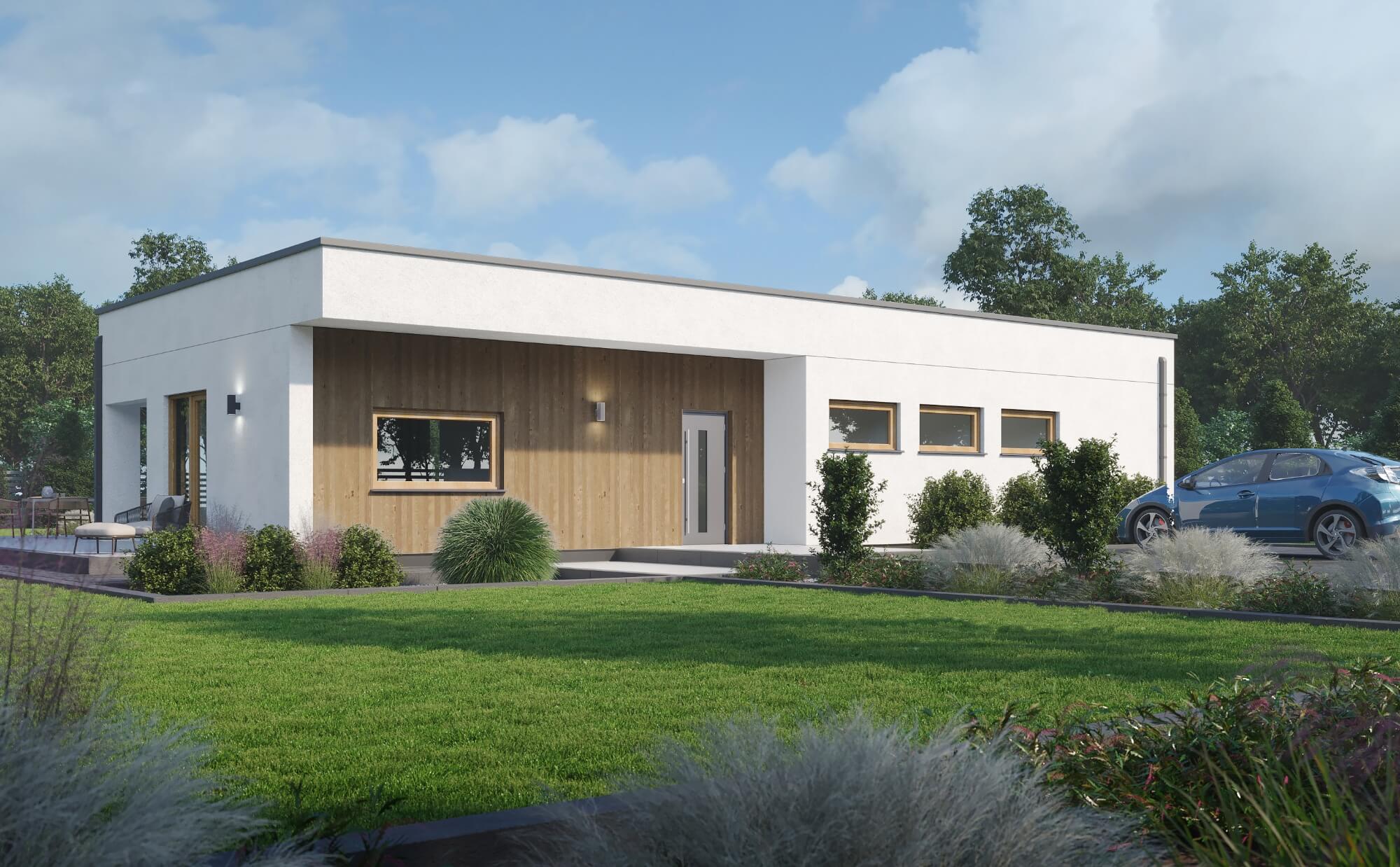 Dom prefabrykowany P.13 z dachem płaskim bez garażu - HPK1022