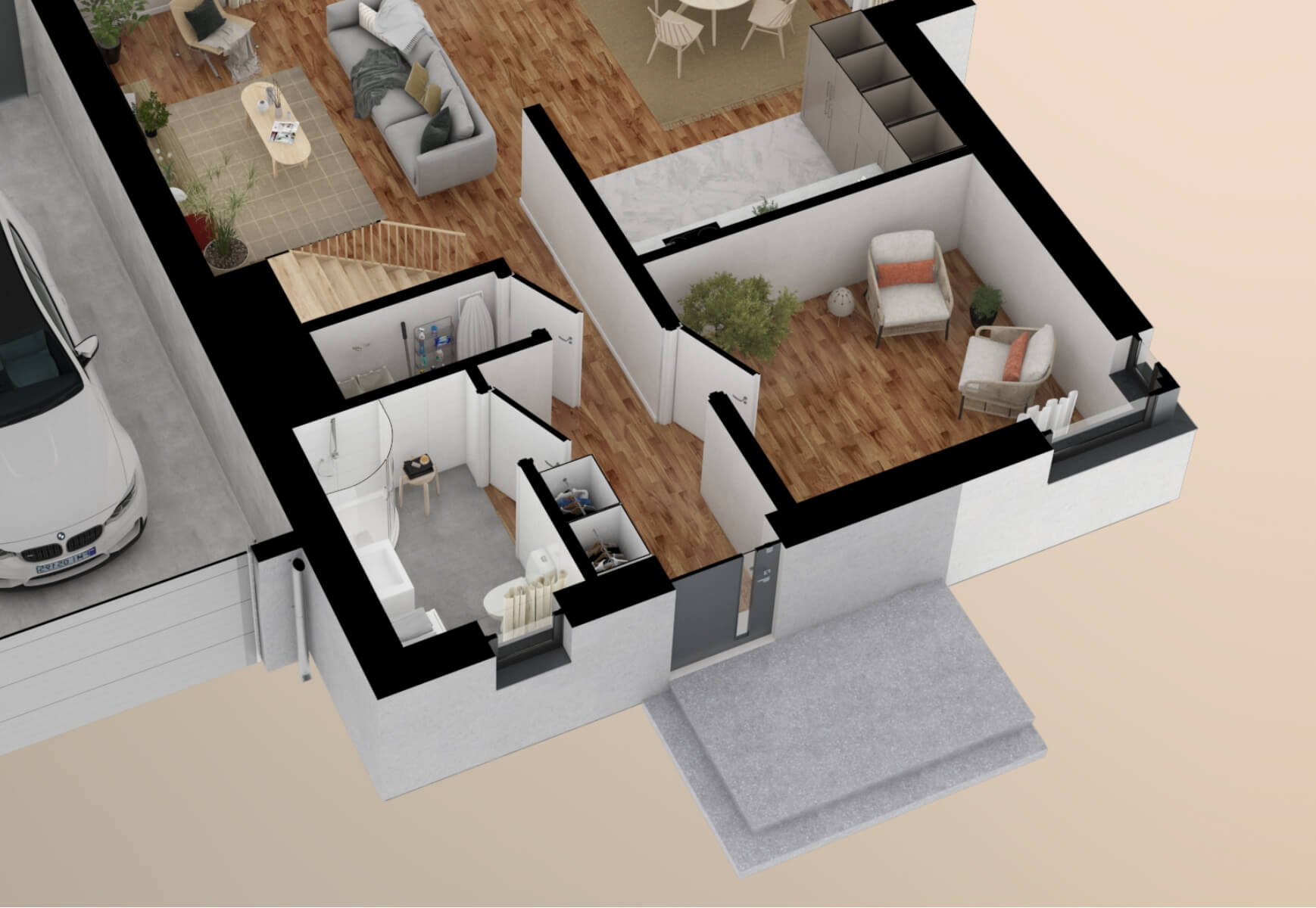 Dom murowany Szafir z wiatą garażową - HDD1003