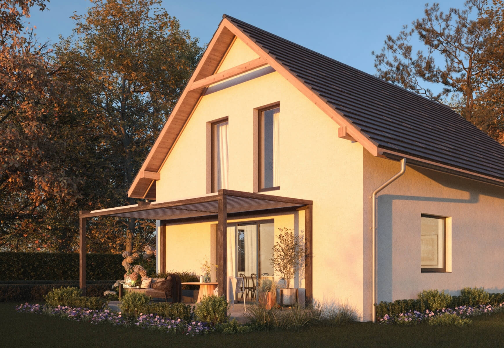 Dom murowany Perła z wiatą garażową - HDD1001