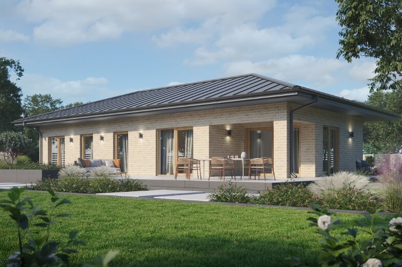 Dom prefabrykowany P.13 z dachem kopertowym bez garażu - HPK1024