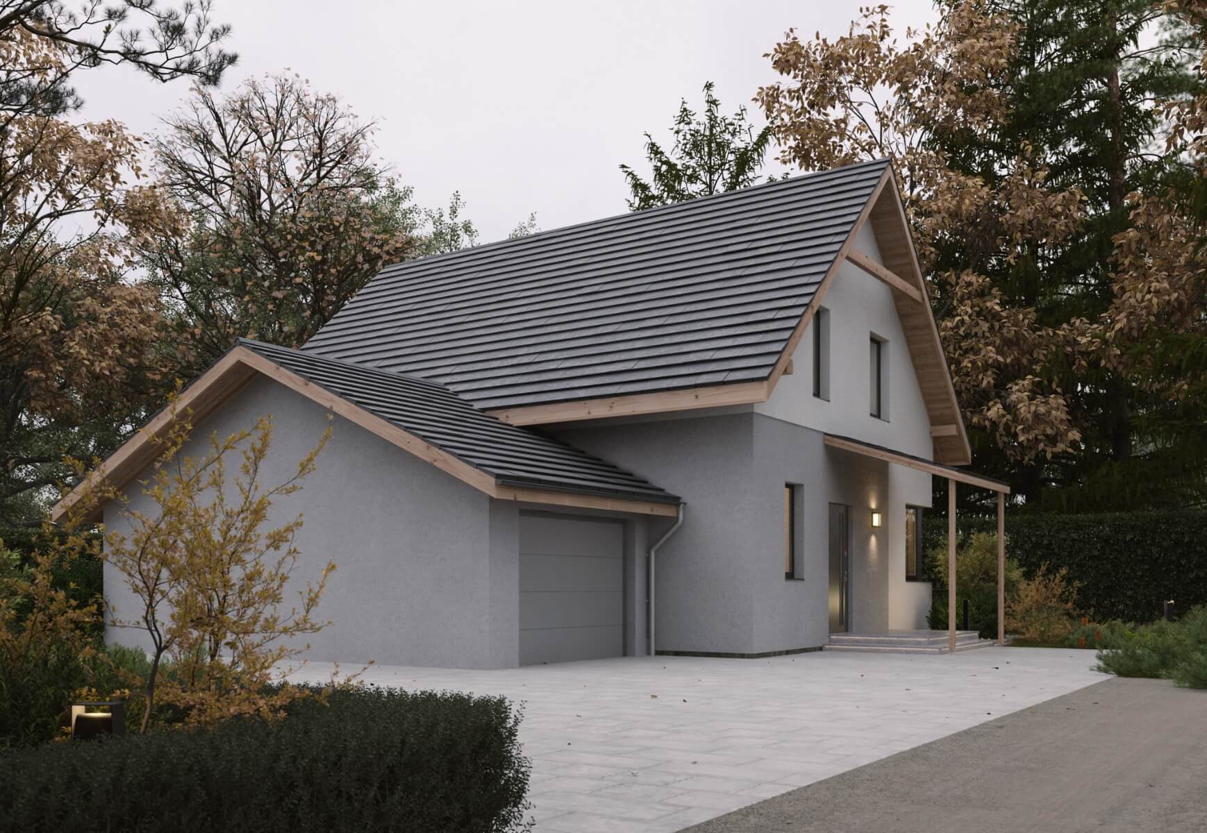 Dom murowany Szafir z wiatą garażową - HDD1003