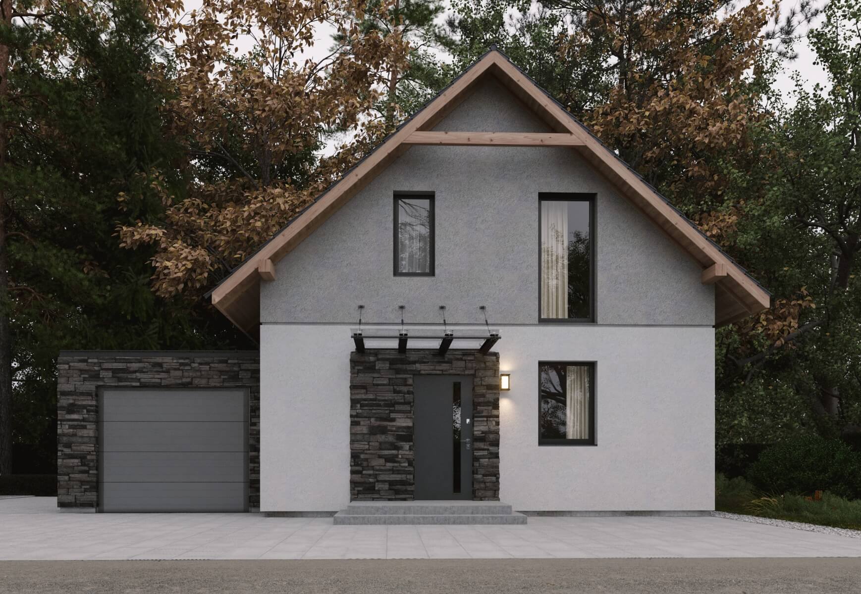 Dom murowany Rubin z wiatą garażową - HDD1002