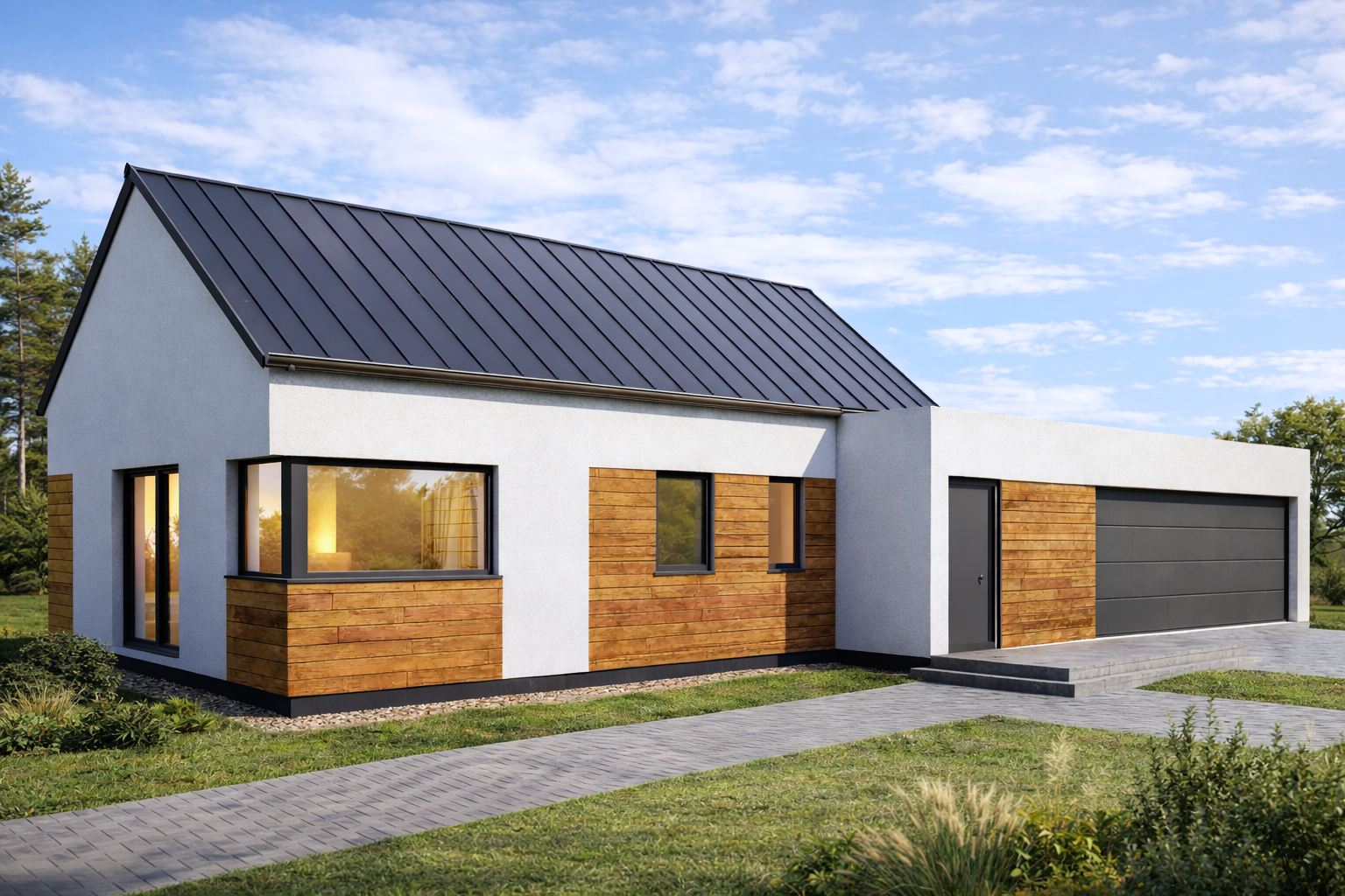 Dom prefabrykowany DH127U z garażem - HDH1012